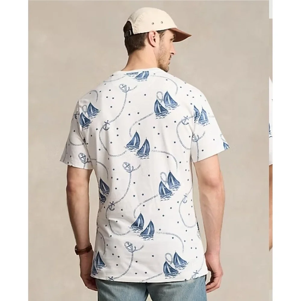 Polo Ralph Lauren White Nautical Graphic Short Sleeve T-Shirt Men's 4XLT NWT $65